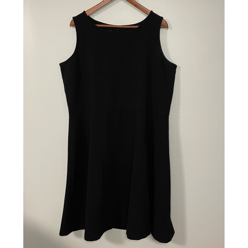 Talbots Sheath Dress Pintuck Ponte Wide Knee Length Stretch Black Size 2X Petite